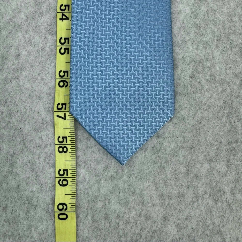 DUCHAMP Mens 100% Silk Neck Tie Blue Business Classic Preppy Modern Geometric